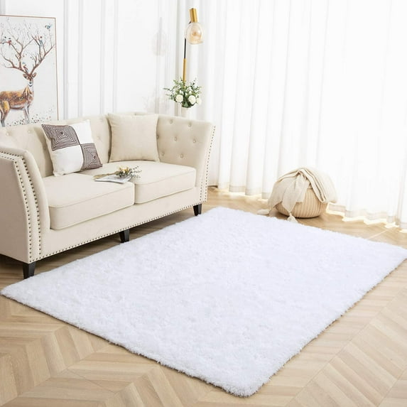 Noahas Luxury Fluffy Rugs Fluffy Carpet For Living Room for Bedroom Home Decor Nursery Rug 5.3'x7.5',White