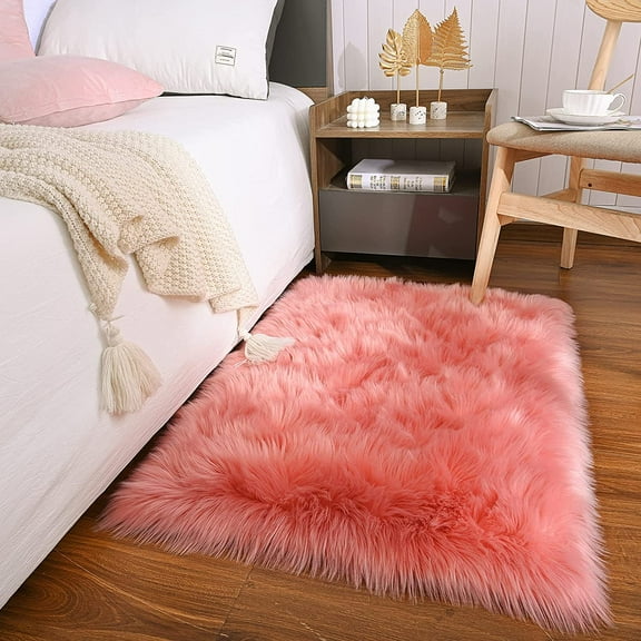 Noahas Modern Solid Print Area Rug, Coral, 2' x 3'