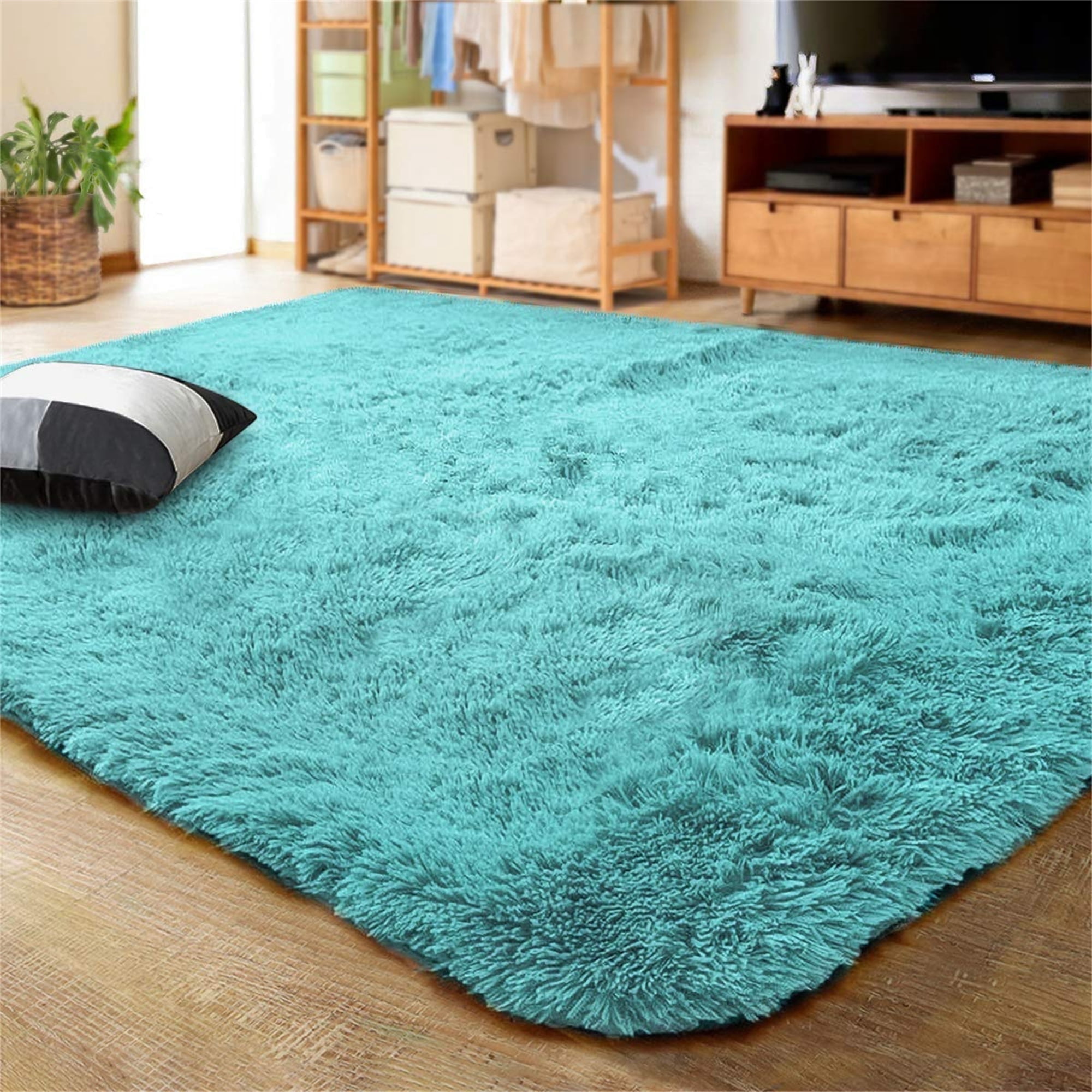 Noahas Soft Fluffy Area Rug Modern Shaggy Bedroom Rugs for Kids Room Nursery Rug Floor Carpets, 3'x 5',Blue