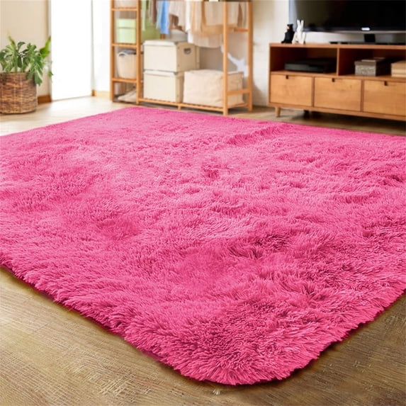 Noahas Soft Fluffy Area Rug Modern Shaggy Bedroom Rugs for Kids Room Nursery Rug Floor Carpets, 3'x 5',Hot Pink