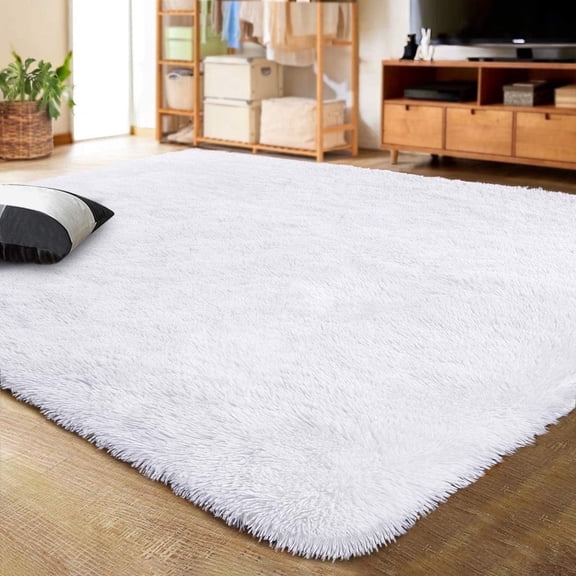 Noahas Soft Fluffy Area Rug Modern Shaggy Bedroom Rugs for Kids Room Nursery Rug Floor Carpets, 3'x 5',White