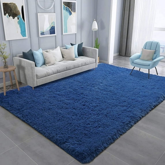 Noahas Soft Fluffy Area Rug for Living Room Bedroom Shaggy Accent Carpets for Kids Girls Rooms,5'x8',Indigo