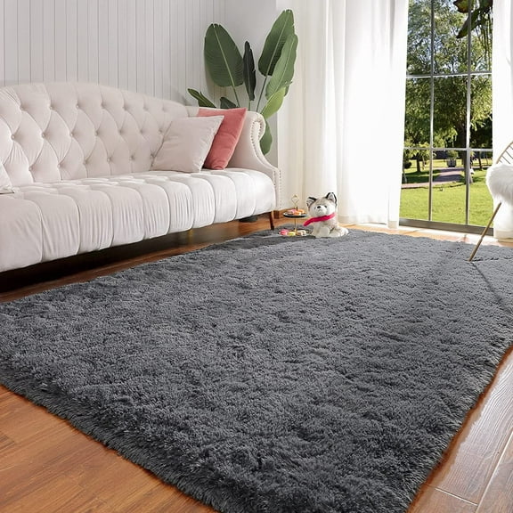 Noahas Soft Fluffy Area Rug for Living Room Bedroom Shaggy Accent Carpets for Kids Girls Rooms,8'x10',Dark Grey