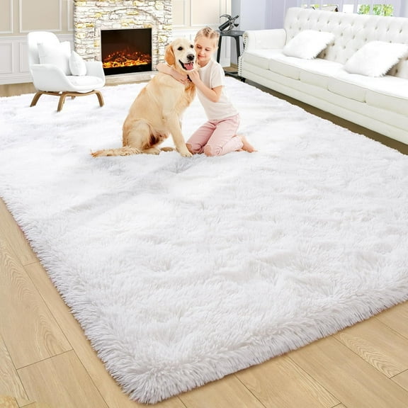 Noahas Soft Fluffy Area Rug for Living Room Bedroom Shaggy Accent Carpets for Kids Girls Rooms,9'x12',Cream White
