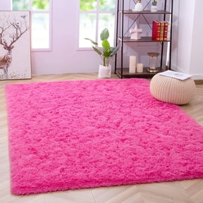 Noahas Soft Fluffy Area Rug for Living Room Bedroom Shaggy Accent Carpets for Kids Girls Rooms Hot Pink,5x8ft