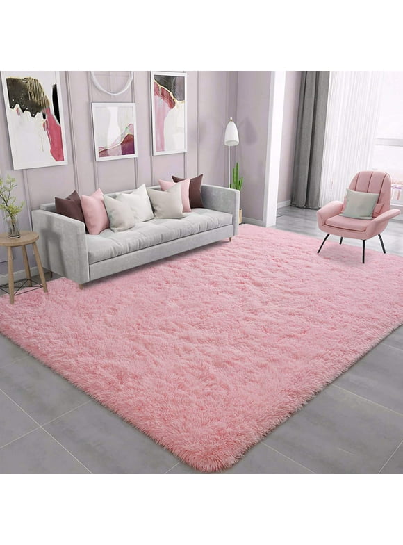Noahas Soft Fluffy Area Rug for Living Room Bedroom Shaggy Accent Carpets for Kids Girls Rooms Pink, 5 x 8 Feet