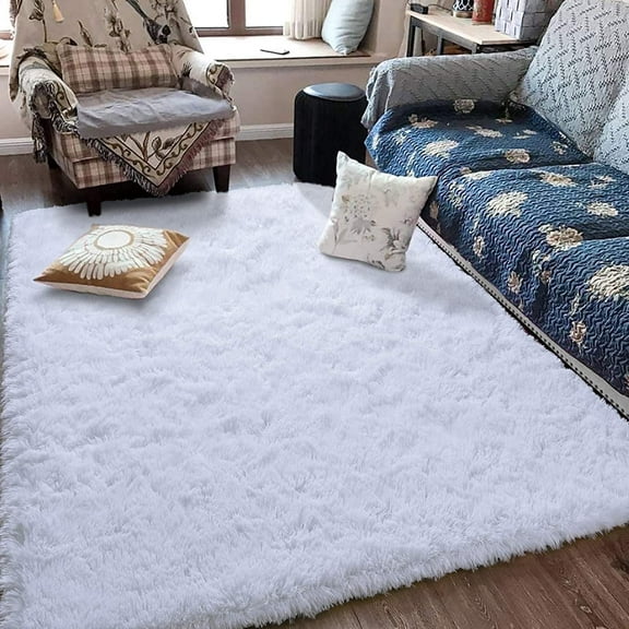 Noahas Soft Fluffy Area Rug for Living Room Bedroom Shaggy Accent Carpets for Kids Girls Rooms White,4x6ft