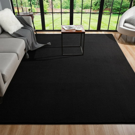 Noahas Soft Low Pile Rug Modern Area Rugs for Bedroom Living Room,Suitable for Boys Girls Teenagers and Adults with Super Soft Touch , Black , 5' x 8'