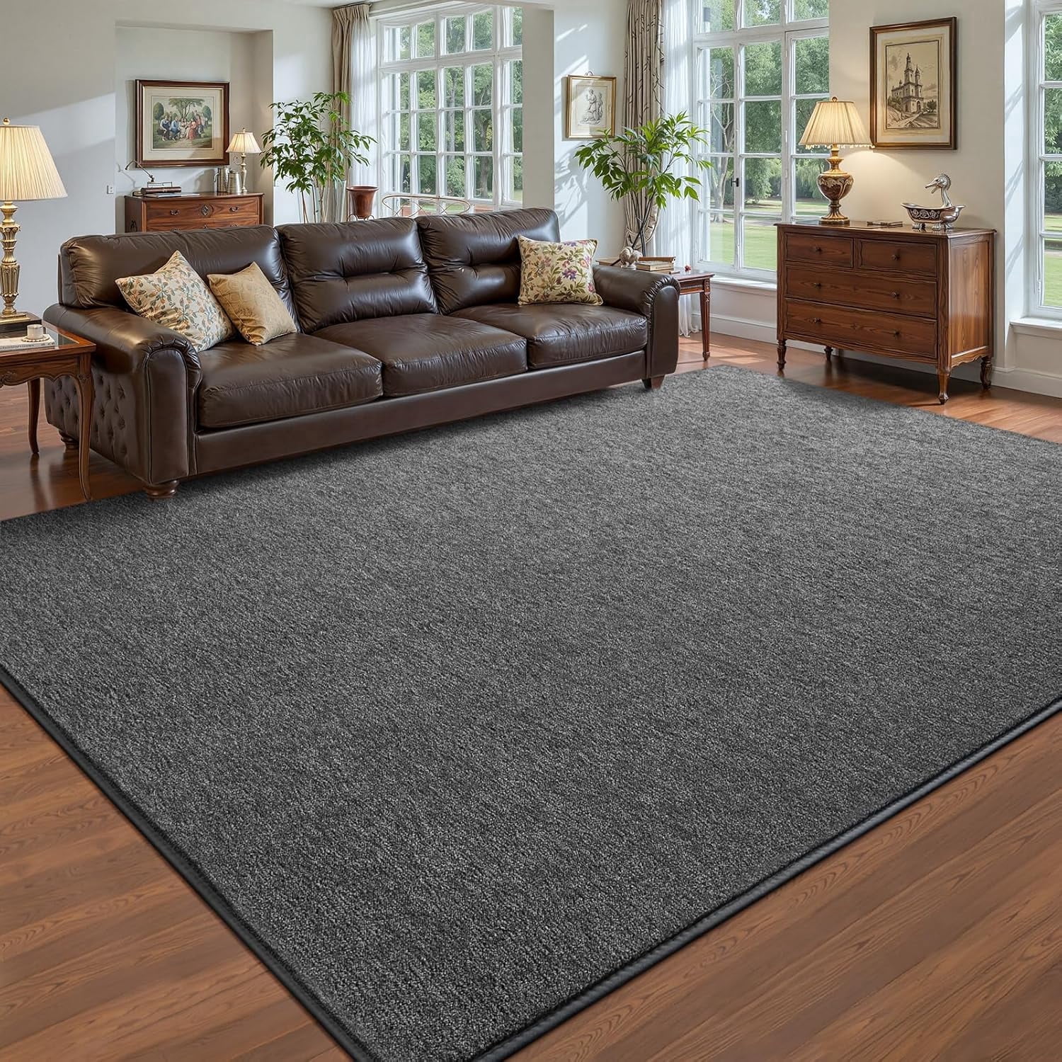 Noahas Soft Low Pile Rug Modern Area Rugs for Bedroom Living Room,Suitable for Boys Girls Teenagers and Adults with Super Soft Touch , Black Grey , 6' x 9'