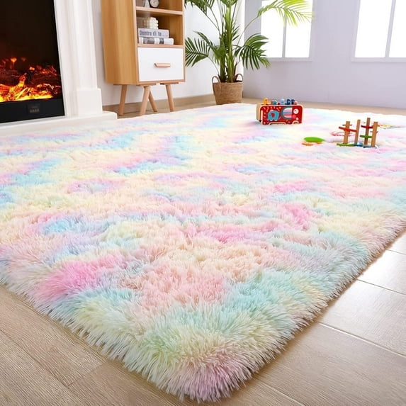 Noahas Super Soft Rainbow Area Rugs For KLids, Colorful Shaggy Carpet For Living Room Bedroom Nursery Room, 5'x8'