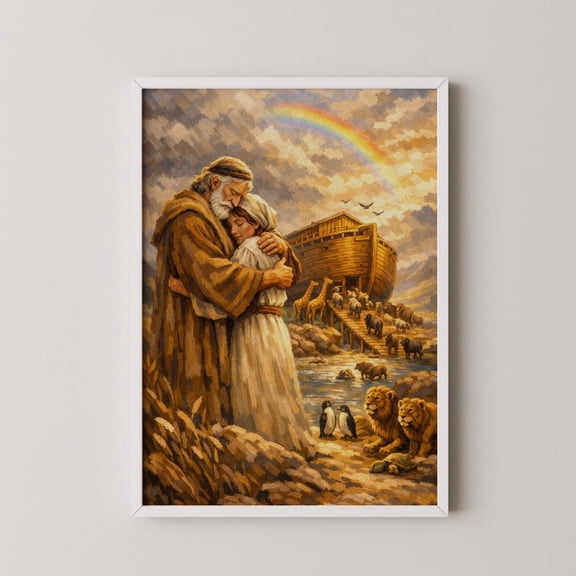 Noahs Ark Animals Christian Wall Art X 5 Bible Story Christian Nursery Decor Scripture Art