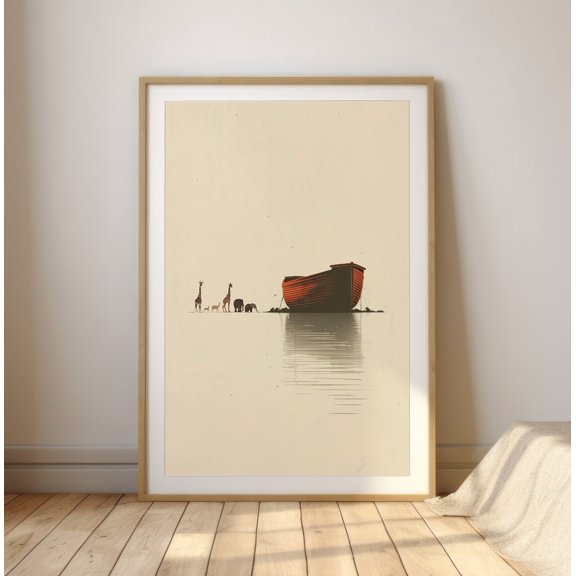Noahs Ark Christian Wall Art, Minimalist Bible Decor
