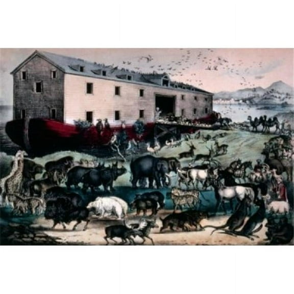 Noahs Ark Currier & Ives Color Lithograph 1857-1907 Washington DC Library of Congress Poster Print - 18 x 24 in.