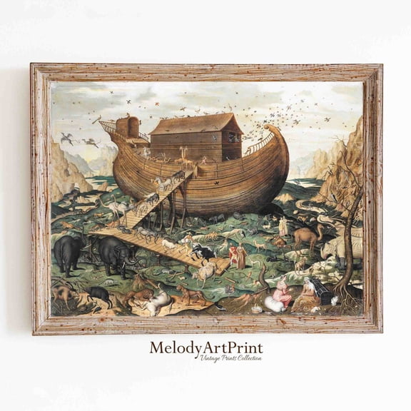 Noahs Ark Vintage Wall Art Print, Christian Nursery Decor