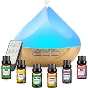 Noahstrong 500ml Essential Oil Diffuser with 6*10ml Essential Oils Set, Flower Aromatherapy Diffusers with Remote Control, Aroma Fragrant Oil Air Humidifier Vaporizer for Large Room Bedroom Office