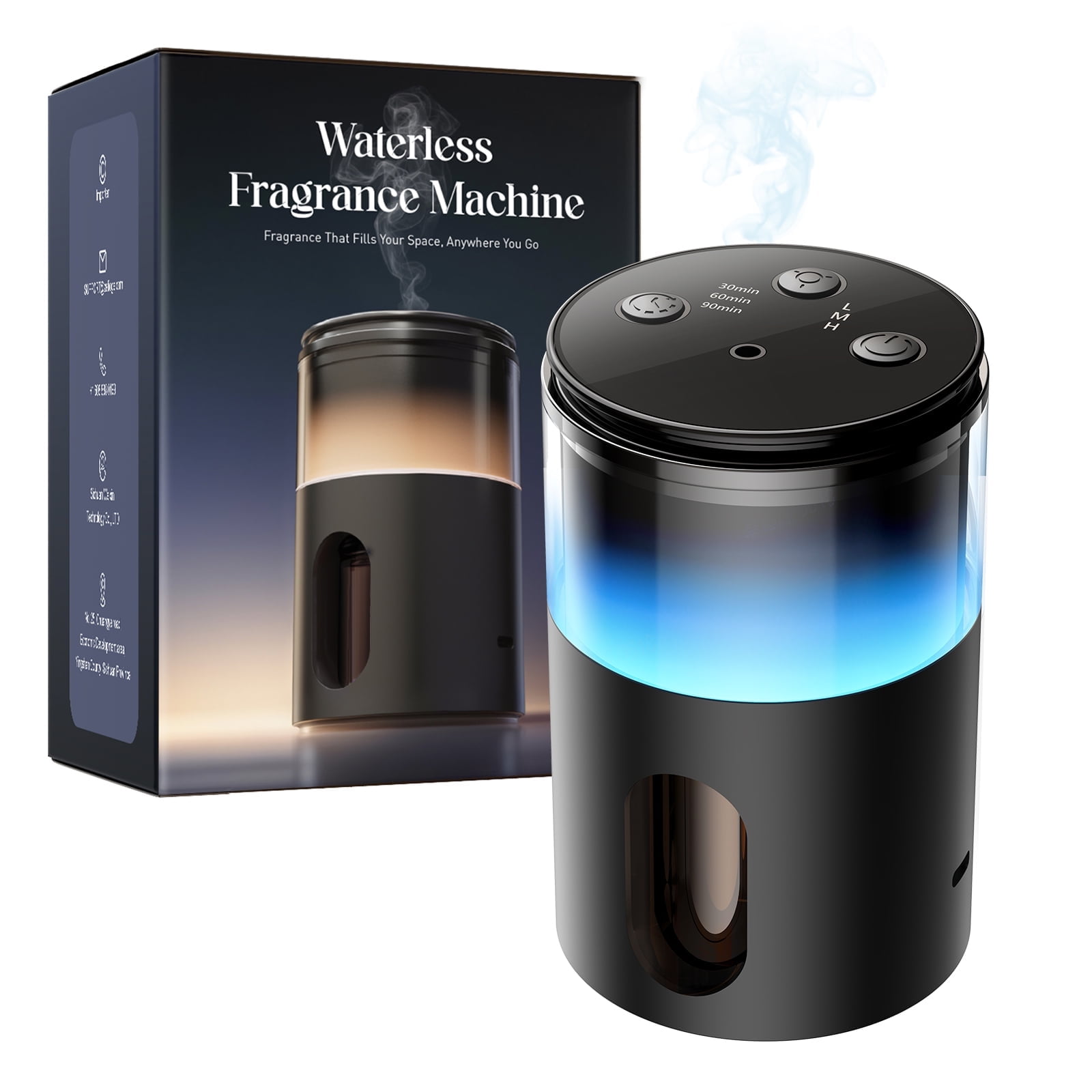 Noahstrong Waterless Essential Oil Diffuser, Cordless Aromatherapy Oil Diffuser with 3 Mist Level 8 Colors - Rechargeable Portable Scent Diffuser - Cool Mist Humidifier for Home Car Office