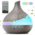 thumbnail image 1 of Noahstrong 550ml Essential Oil Diffuser, Gray Wood Grain Oil Diffuser with 14 Color Lights 4 Timer Setting Remote Control Cool Mist Humidifier for Large Room Bedroom, 1 of 7