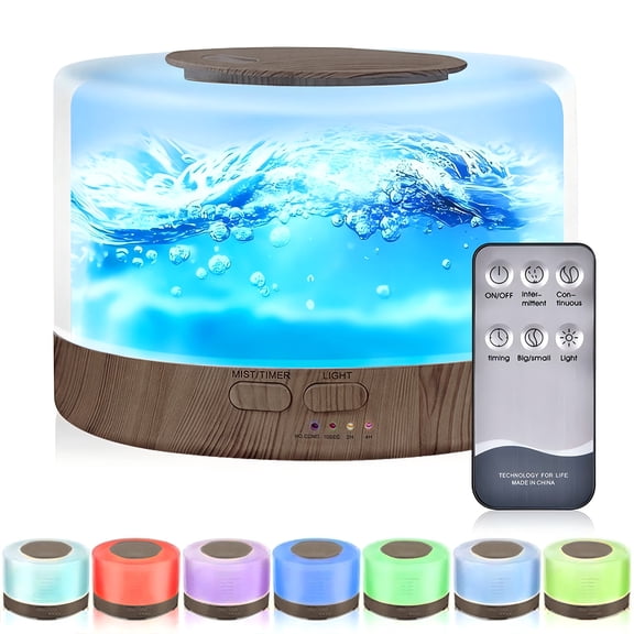 Noahstrong 700ml Essential Oil Diffuser, Black Wood Grain Oil Diffuser with 7 Colors Timer Settings, Remote Control Cool Mist Air Humidifier for Large Room Home Office