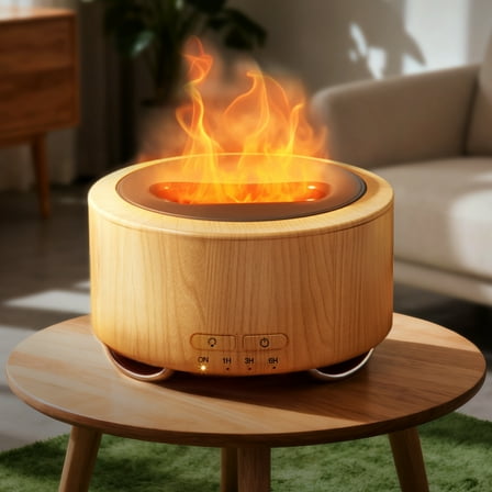 Noahstrong 500ml Essential Oil Diffuser, Oil Diffuser with 9 Realistic Flame Colors 4 Timer Setting & 28dB Low Noise Flame Diffuser Cool Mist Humidifier for Large Room Bedroom