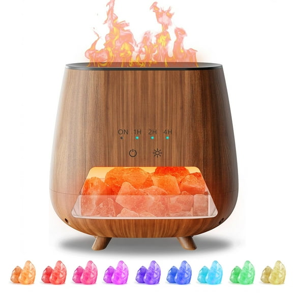 Noahstrong Essential Oil Diffuser, Aromatherapy Diffuser with Himalayan Pink Salt Rock, Cool Mist Humidifier with Auto Off Function and 9 Colors LED Night Light for Bedroom