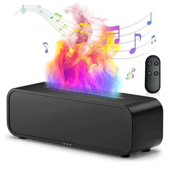 Noahstrong Flame Oil Diffuser Humidifier, 250ml Essential Oil Diffusers for Large Rooms, Dynamic Fire Flame Sound Pickup, Cool Mist Oil Diffuser for Home with 7 Color Lights, Remote Control, Black