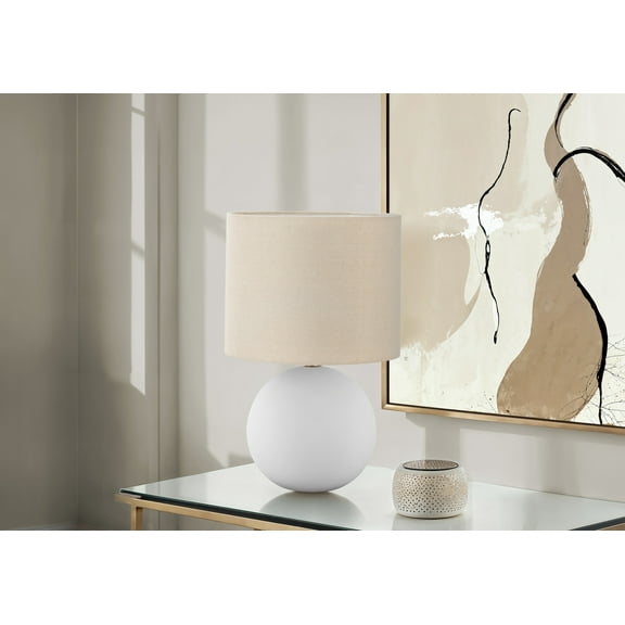 Noaman 16"h Table Lamp, Cream Ceramic Base with Cream Drum Shade, 3-Way Rotary Switch, 60W Max, Contemporary Lighting for Bedroom, Living Room, Office