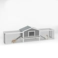 thumbnail image 1 of Noaman 2-Story Large Wooden Rabbit Hutch with Ramps, Lockable Doors, Run Area & Asphalt Roof for Outdoor Use, Easy to Assemble, Grey+White, 121.65"L x 27.56"W x 33.46"H, 1 of 6