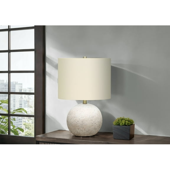 Noaman 20"h Table Lamp, Grey Concrete Base with Ivory Linen Shade, 3-Way Rotary Switch, 100W Max, Contemporary Lighting for Bedroom, Living Room, Office