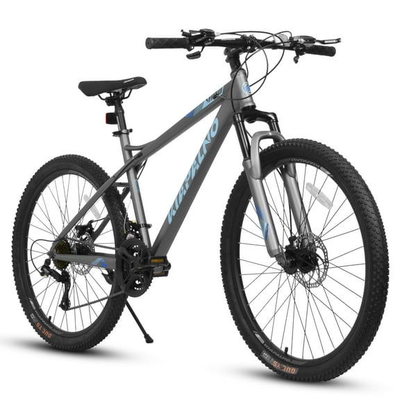 Noaman 26" Mountain Bike for Adults & Teens, High Carbon Steel Frame, 21-Speed, Front/Rear Disc Brakes, Blue+Grey