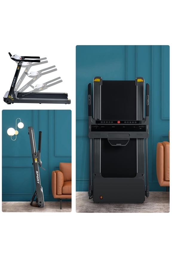 3.5HP Foldable Treadmill with Bluetooth, 330lbs Capacity