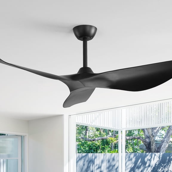 Noaman 38-Inch Black Ceiling Fan Without Light, 3 ABS Blades & Powerful DC Motor, 1/4/8H Timer, Remote Control, Ideal for Living Room, Bedroom, Study Room