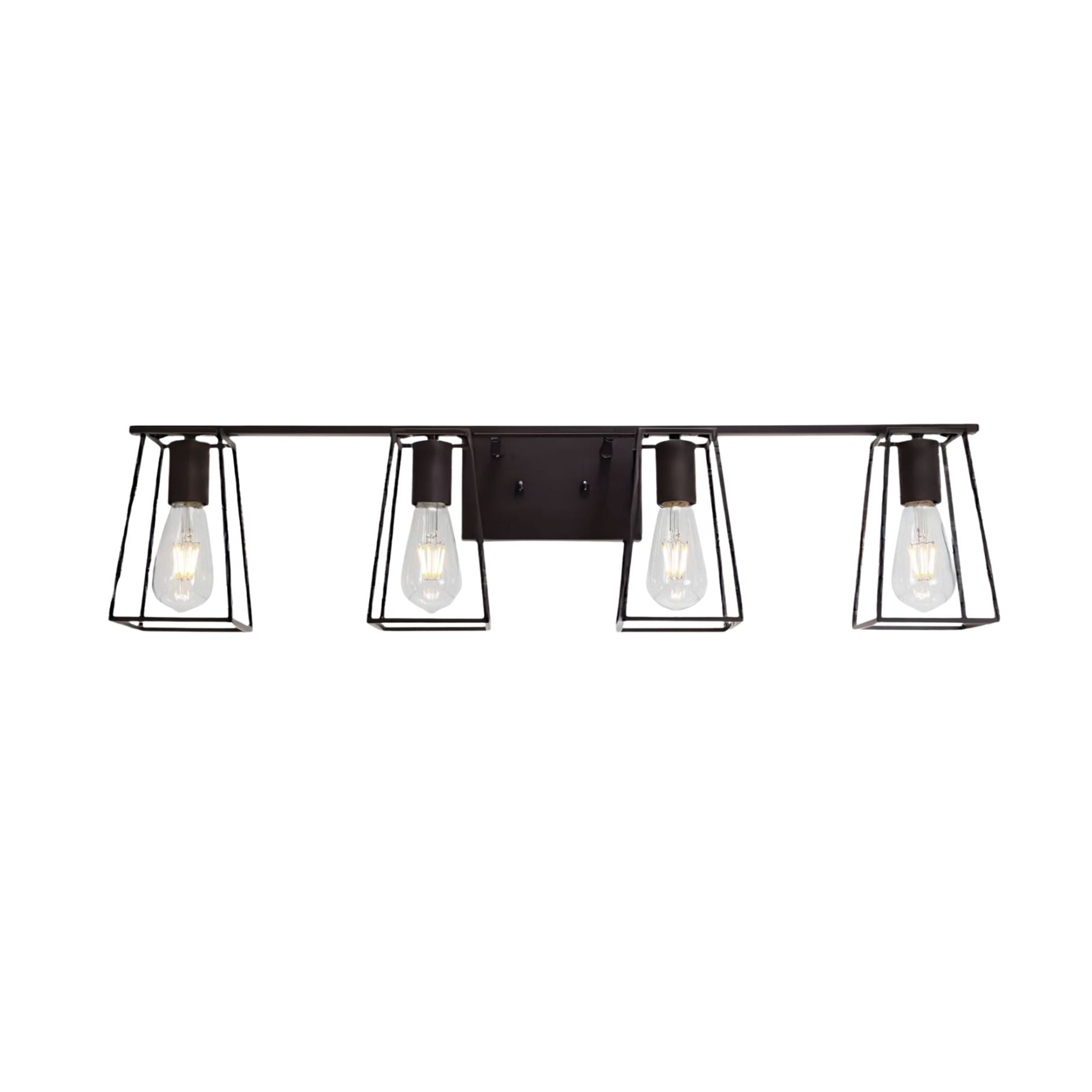 Noaman 4-Light Oil Rubbed Bronze Vanity Lights for Bathroom, Industrial Vintage Wall Sconce Lighting with Open Metal Cage, 34.2in Length, 60W Max, E26 Base