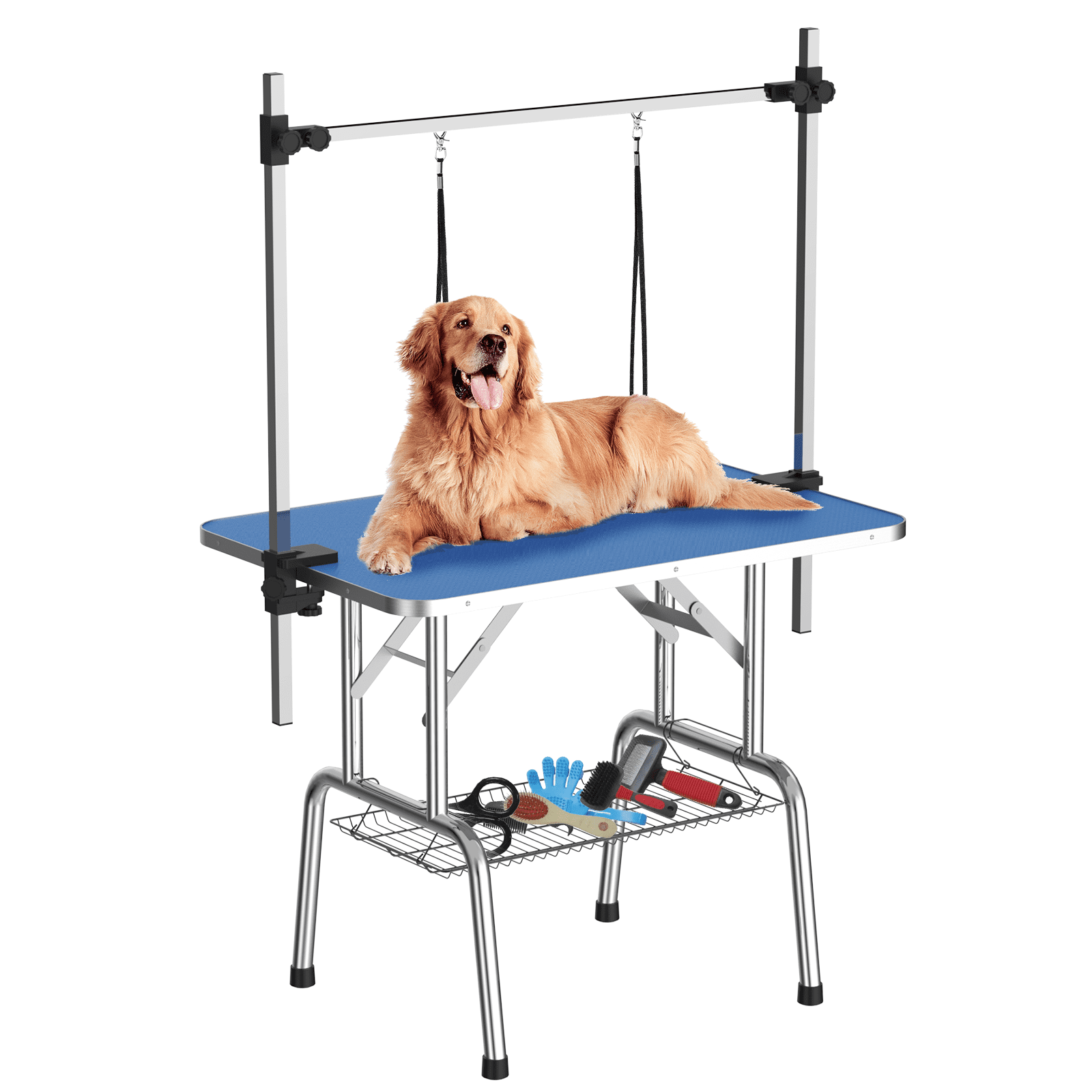 Noaman 46 Inch Foldable Dog Grooming Table with Adjustable Arm, Noose ...