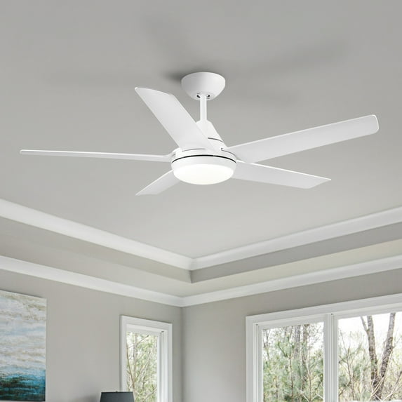 Noaman 48 Inch Integrated LED Ceiling Fan with White ABS Blades, 3-Speed Remote Control, Quiet High-Quality Motor, Modern Design for Indoor Use, ETL Listed
