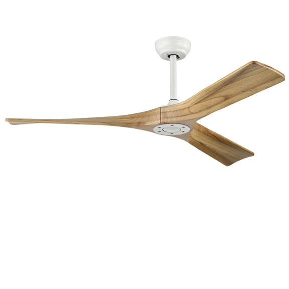 Noaman 52" Ceiling Fan with Remote Control, Modern Reversible DC Motor, 3 Solid Wood Blades, 6-Speed Adjustable, Timer Function, for Indoor/Outdoor Use - Matte White