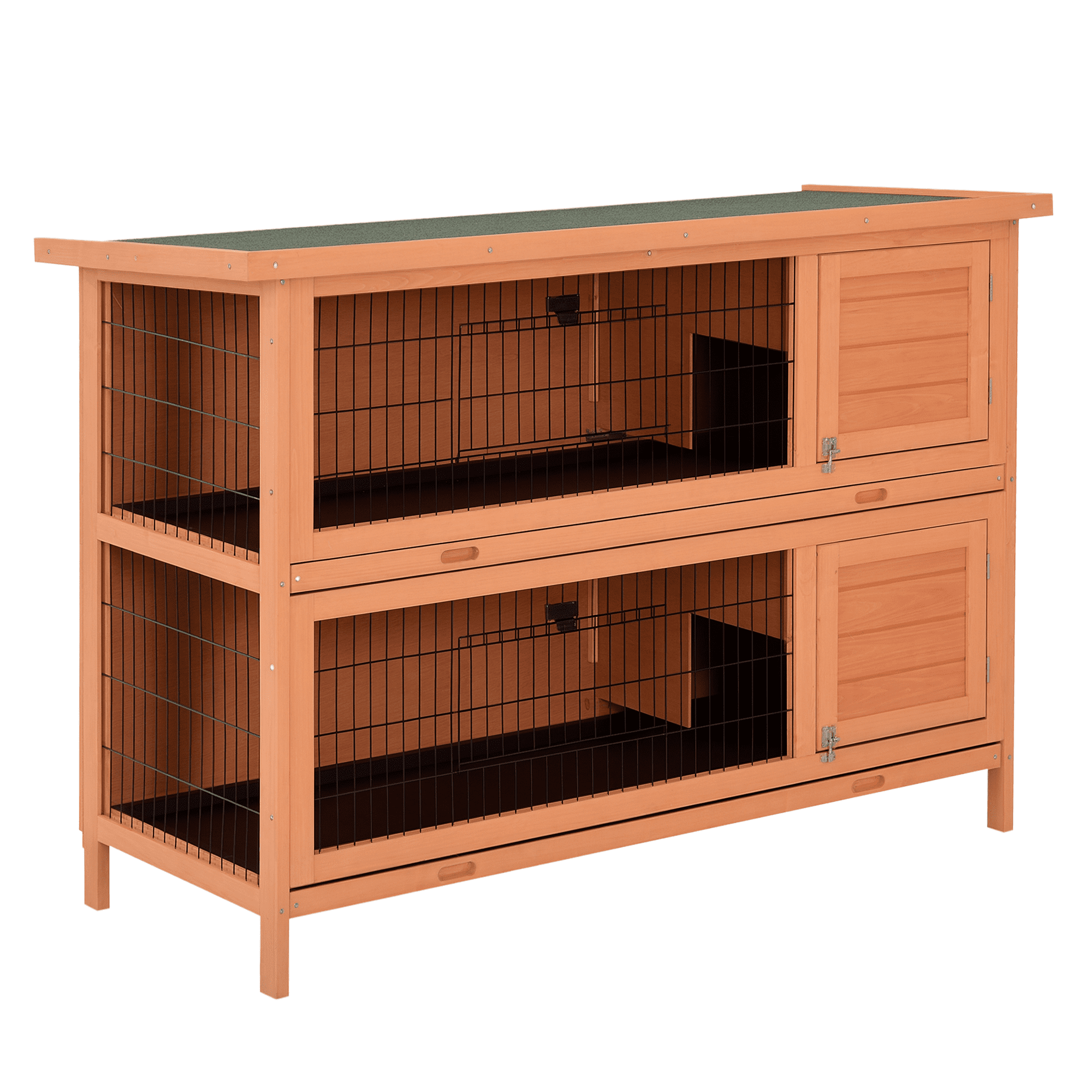 Noaman 54" 2-Story Large Rabbit Hutch Wooden Pet House with Lockable Doors & Waterproof Roof, Orange