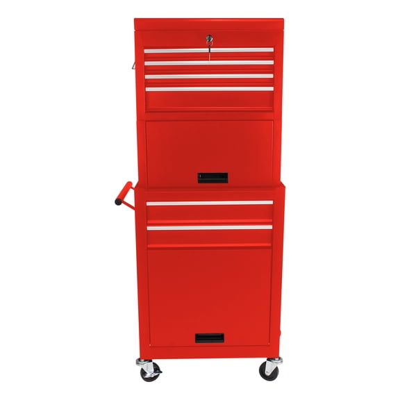 Noaman 6-Drawer Lockable Rolling Tool Chest with Wheels, Red