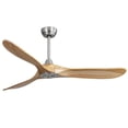 thumbnail image 1 of Noaman 60 Inch Outdoor Ceiling Fan Without Light, 3 Solid Wood Blades, Brushed Nickel, DC Motor with Remote Control, Reversible for Year-Round Use, 1 of 7