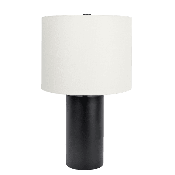 Noaman Aura Black Table Lamp with On/Off Switch, 11x19x11in, Sleek Metal Base, Modern Elegance for Home/Office, Black & White