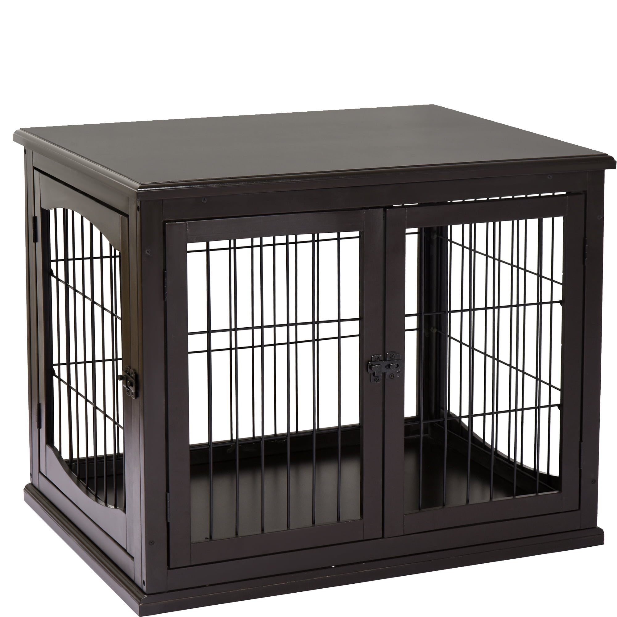 Noaman™ Decorative Dog Crate End Table with Dual Doors, Dark Brown