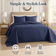 thumbnail image 1 of Noaman Full/Queen Reversible Bedspread Set Navy 3 Piece Lightweight Polyester Quilt Set with 2 Shams Oversized Medallion Quilting Design, 1 of 9