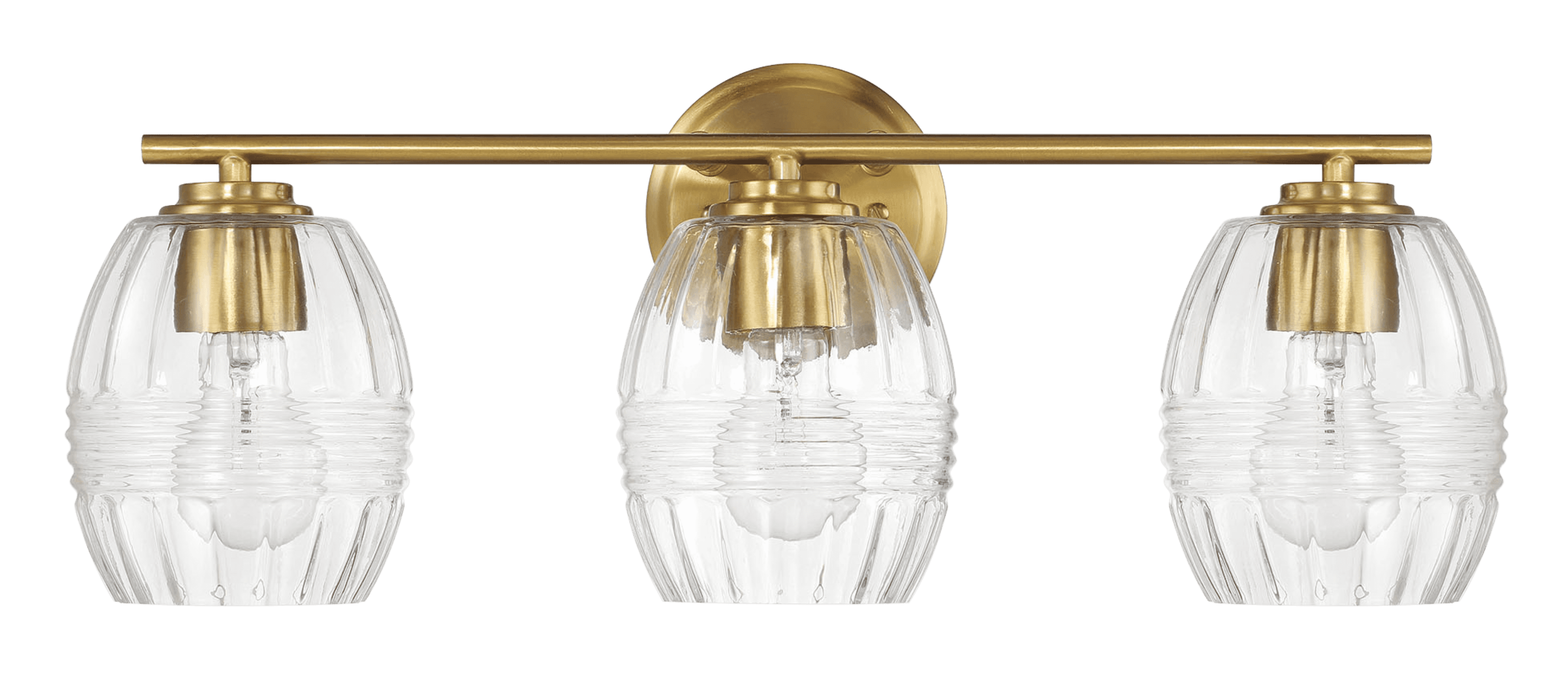 Noaman Luster Three Lights Vanity Wall Lamp - Satin Brass, 22.2in Wide, Clear Glass Bathroom Mirror Light Fixture, Gold Finish for Elegant Illumination