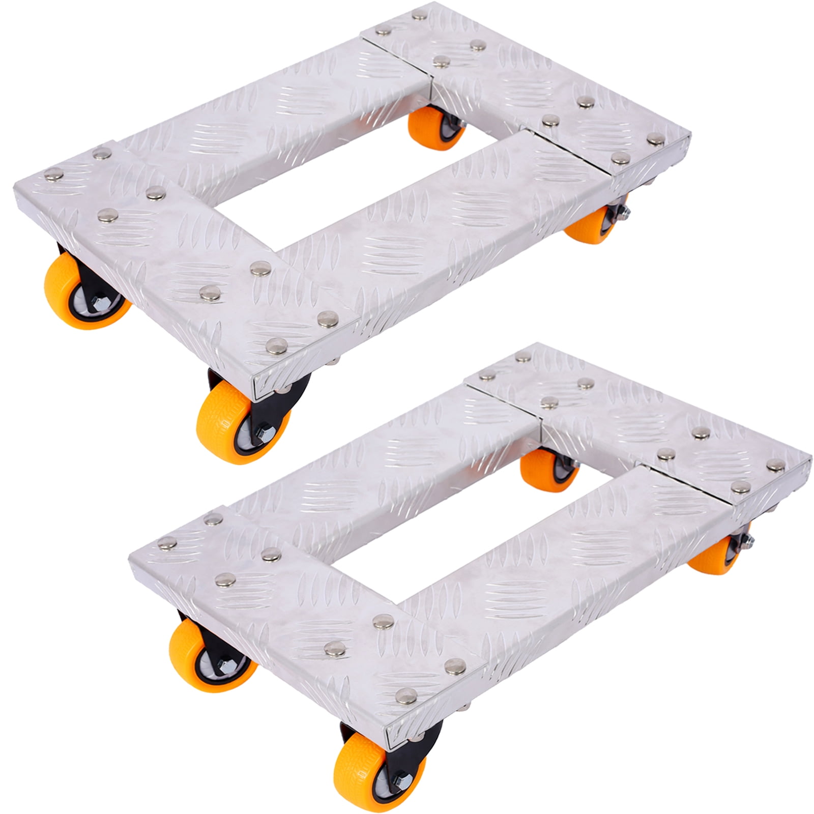 Noaman Movers Dolly Heavy Duty Furniture Trolley Cart 18"x12" Aluminum Frame with 3" TPU Casters & Brake, 800lbs Capacity, Silver (2-Pack)