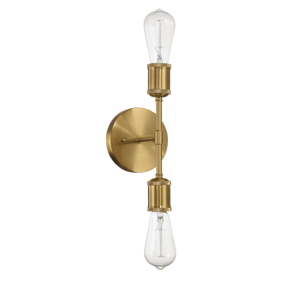 Noaman Reverie Double Lights Bathroom Wall Sconce, 5"W x 10.75"H, Gold & Clear Glass, Brass/Metal Finish, Over Mirror Lighting for Bedroom Hallway Entryway