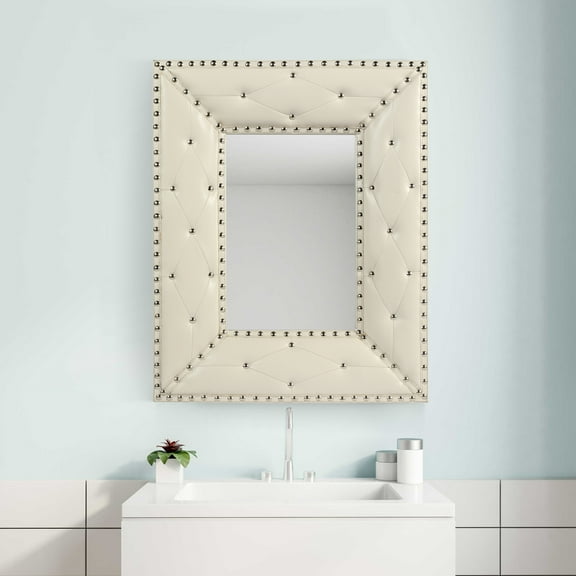 Noaman Stylish White Decorative Wall Mirror for Home Decor 21x26in