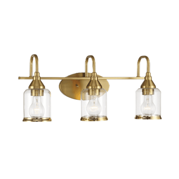 Noaman Twilight Brushed Gold Contemporary Vanity Light with Clear Glass, 22"W 10"H 7.48"E, 3-Light Hanging Fixture for Dining Room, Bedroom, Foyer, Hall, Kitchen, Living Room and Entryway