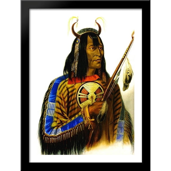 Noapeh Assiniboin Indian 28x38 Large Black Wood Framed Print Art by Karl Bodmer