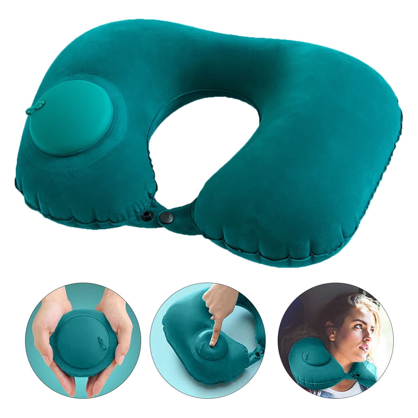 Noarlalf Body Pillow Case Air Cushion Self Inflating Button Travel Neck  Pillow Inflatable Plane Car Train Pillow Portable Soft U Shaped Travel  Pillow Flocking Fabric King Pillow Case 13*13*5 