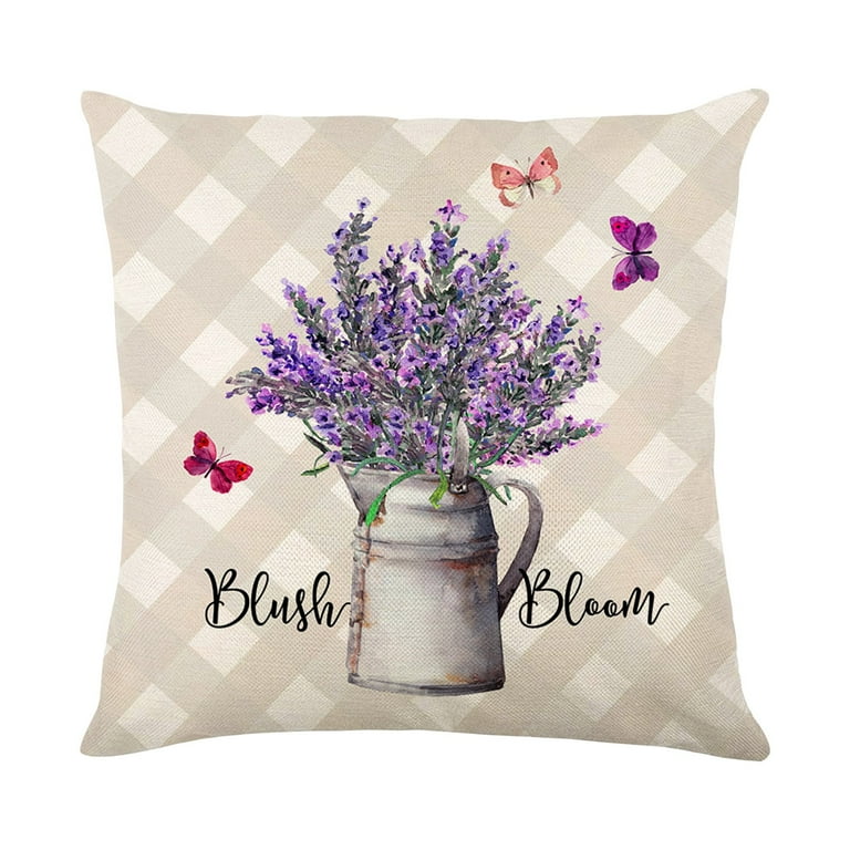 Noarlalf Pillow Covers Throwing Pillow Cover Spring Lavender Throwing Pillow Cover Outdoor Decoration Throwing Pillow Sofa Cover 45 45Cm 17.7