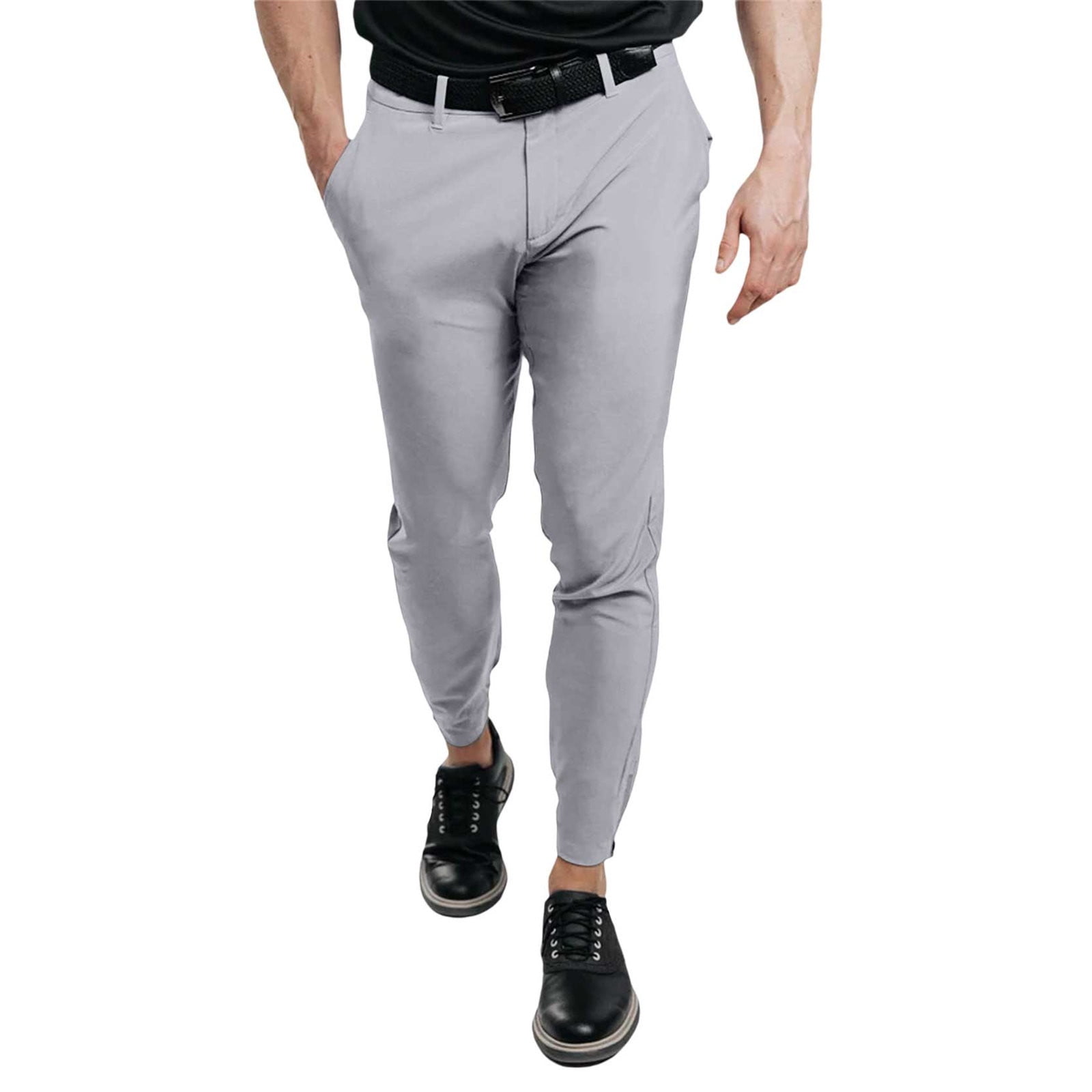 Noarlalf Chinos Pants Men Joggers for Men Men's Wide Slim Pant Men's Tight  Casual Pant Men's Breathable Pant Ankle Zip Slim Fit Joggers Silver 5XL 